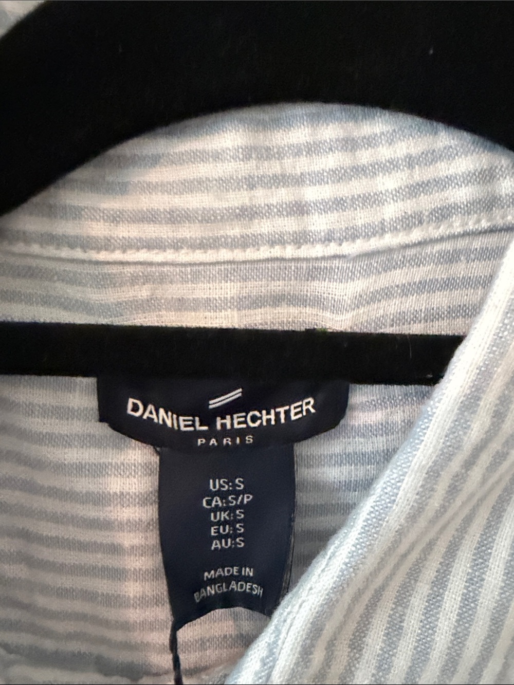 New Daniel Hechter Men's Blue and White Stripe Linen-Blend Button-Down Shirt S - Picture 3 of 5